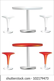 Modern Bar Table With Two Chairs On White Background