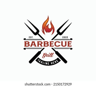 Moderno diseño de logotipo de barbacoa Comida o Vector de plantilla de parrilla. Plantilla de diseño de logotipo de barbacoa, barra y parrilla.