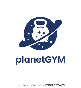 Modern barbell and planet combination logo. It is suitable for use for the GYM logo.