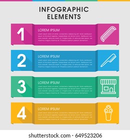 Modern barber infographic template. infographic design with barber icons includes comb, electric razor. can be used for presentation, diagram, annual report, web design.