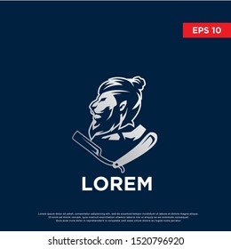 modern barber lion logo, template icon design