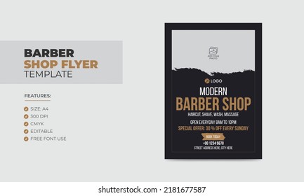 Modern Barbershop Flyer Design Template Editable Beauty Salon Business Poster Template