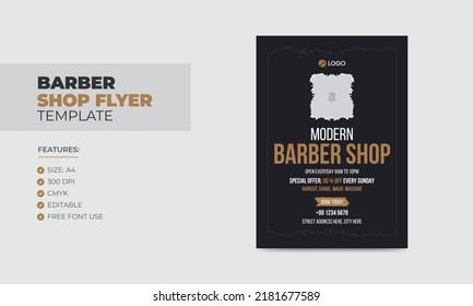 Modern Barbershop Flyer Design Template Editable Beauty Salon Business Poster Template