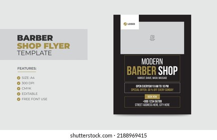 Modern barbershop flyer design template editable beauty salon business poster template
