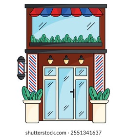 Modern barbershop with traditional pole design, Vector