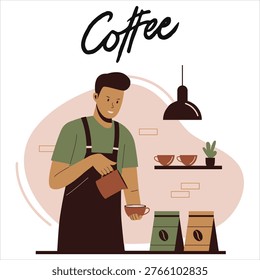 Modern Barista Pouring Coffee vector art