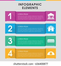 Modern barn infographic template. infographic design with barn icons includes . can be used for presentation, diagram, annual report, web design.