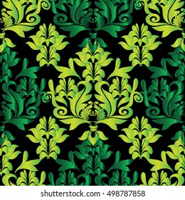 Modern baroque damask floral vector seamless pattern background wallpaper illustration with 3d antique flowers,leaves and ornaments.Decor elements with shadow and highlights. Endless texture