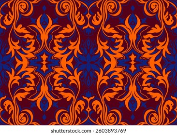 Modern baroque pattern. Damask style wallpaper. Vintage vintage fabric. Seamless vector paisley pattern. Border with ethnic embroidery. Indonesia, India and Asian geometric ethnic oriental border.