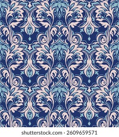 Modern baroque pattern. Damask style wallpaper. Vintage vintage fabric. Seamless vector paisley pattern. Border with ethnic embroidery. Indonesia, India and Asian geometric ethnic oriental border.