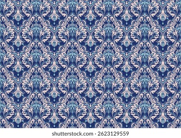 Modern baroque pattern. Damask style wallpaper. Vintage vintage fabric. Seamless vector paisley pattern. Border with ethnic embroidery. Indonesia, India and Asian geometric ethnic oriental border.