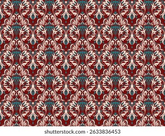 Modern barok patroon. Damask stijl behang. Vintage vintage stof. Naadloze vector paisley patroon. Grens met etnisch borduurwerk. Indonesië, India en de Aziatische geometrische oosterse grens.