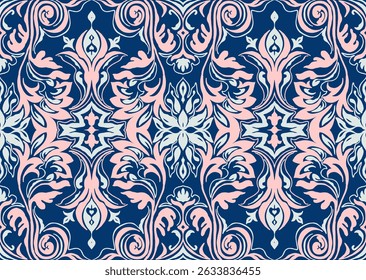 Modern barok patroon. Damask stijl behang. Vintage vintage stof. Naadloze vector paisley patroon. Grens met etnisch borduurwerk. Indonesië, India en de Aziatische geometrische oosterse grens.