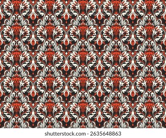 Modern barok patroon. Damask stijl behang. Vintage vintage stof. Naadloze vector paisley patroon. Grens met etnisch borduurwerk. Indonesië, India en de Aziatische geometrische oosterse grens.