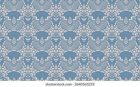Modern baroque pattern. Damask style wallpaper. Vintage vintage fabric. Seamless vector paisley pattern. Border with ethnic embroidery. Indonesia, India and Asian geometric ethnic oriental border.
