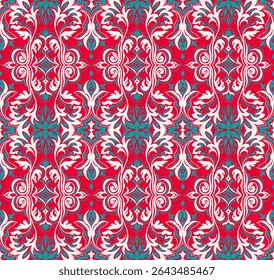 Modern baroque pattern. Damask style wallpaper. Vintage vintage fabric. Seamless vector paisley pattern. Border with ethnic embroidery. Indonesia, India and Asian geometric ethnic oriental border.