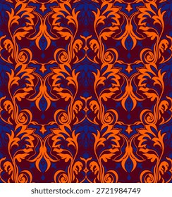 Patrón barroco moderno. Fondo de pantalla estilo damasco. Tela vintage de Antiguas. Patrón de paisley de Vector sin costuras. Frontera con bordados étnicos. Indonesia, India y frontera oriental étnica geométrica asiática.