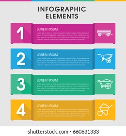 Modern barrow infographic template. infographic design with barrow icons includes wheel barrow. can be used for presentation, diagram, annual report, web design.