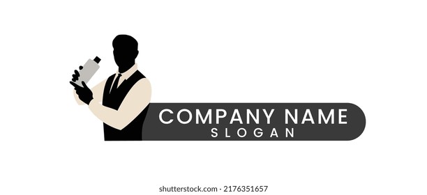 Modern Bartender Logotype. Minimalist and eye catching fresh concept