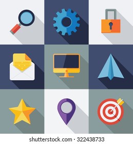 Modern Basic Flat Icons Set for Web and Mobile Applications
