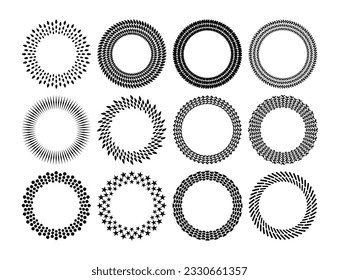 Modern basic shape circular frame logo set. Empty abstract circle border logo.