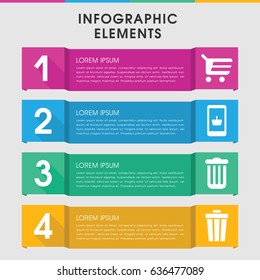 Modern basket infographic template. infographic design with basket icons includes trash bin, shopping cart. can be used for presentation, diagram, annual report, web design.