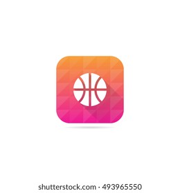 Modern Basketball Icon With Long Shadow