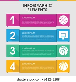 Modern basketball infographic template. infographic design with basketball icons includes . can be used for presentation, diagram, annual report, web design. 