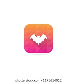 Modern Bat Icon With Long Shadow