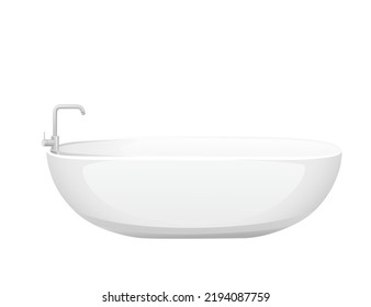 Modern bath with faucet vector illustration isolated on white background equipment for bathroom