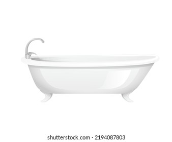 Bañera moderna con ilustración vectorial de grifo aislada en equipo de fondo blanco para el baño
