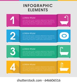 Modern bath infographic template. infographic design with bath icons includes shower. can be used for presentation, diagram, annual report, web design.