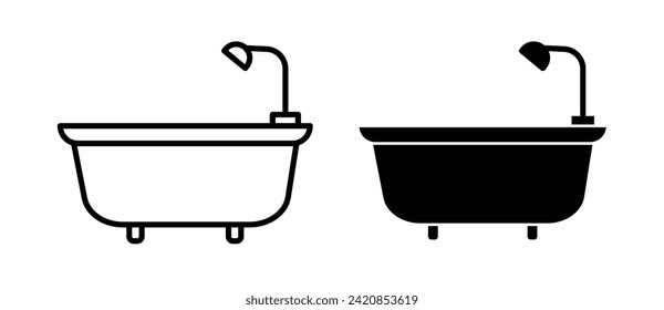 Modern Bathing Line Icon. Contemporary Bathtub Icon in Black and White Color.