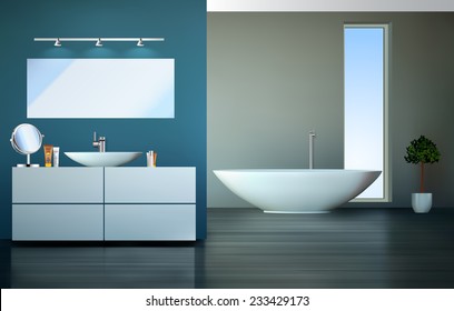 Modern bathroom - home interior - vector graphic