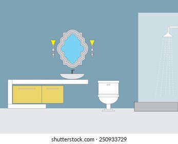 Modern bathroom interior with classic mirror