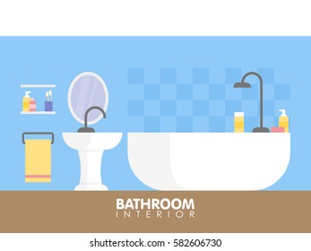 Modern bathroom interior design icon. Vector illustration