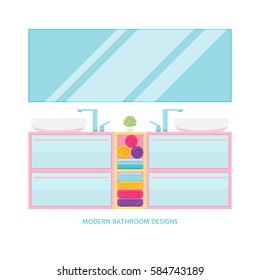 Modern bathroom interior design. Vector illustration