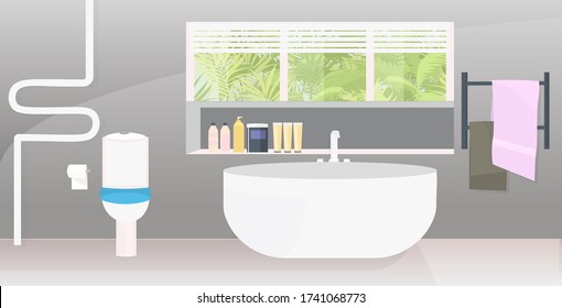 modern bathroom interior empty no people apartment with furniture horizontal vector illustration