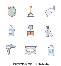 Modern bathroom interior. Vector flat illustration