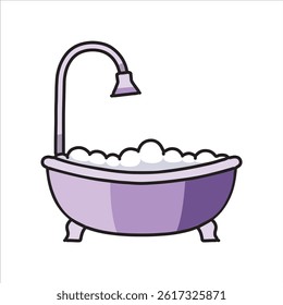 Modern Bathtub Editable Vector Illustration for Interior and Furniture Design Themes.