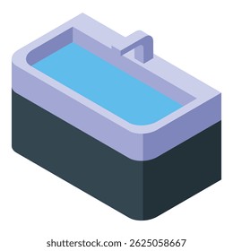 Modern bathtub filled with water, perfect for illustrating bathroom furniture catalogs or articles about home spa