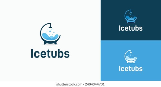 Modern bathtub and ice shower logo design