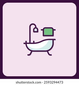 Modern Bathtub with Shower Icon, Clean and Minimalist Design