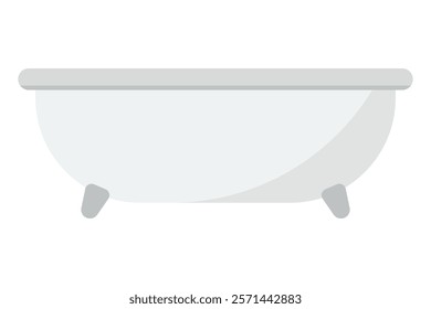 Modern bathtub vector illustration. Minimalistic flat design clipart, isolated white bath tub graphic for bathroom decor, interior design, and home improvement concepts.