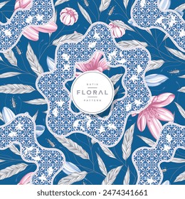 Moderne Batik Blumen Muster 90