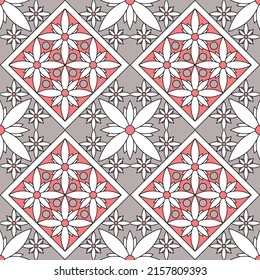 Modern batik ornament. Combine patterns and symmetrical images. Seamless.