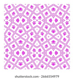 Modern Batik Pattern, Symmetrical Geometric Batik, Intricate Moroccan-Inspired Seamless Pattern