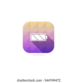 Modern Battery Icon with Long Shadow. Isolated.