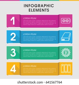 Modern battery infographic template. infographic design with battery icons includes . can be used for presentation, diagram, annual report, web design.