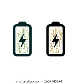 Modern battery logo silhouette editable EPS vector files. For electricity storage, electronic product, industry and factory, power bank or saver. Vintage hipster. Apply to web site, mobile phone apps